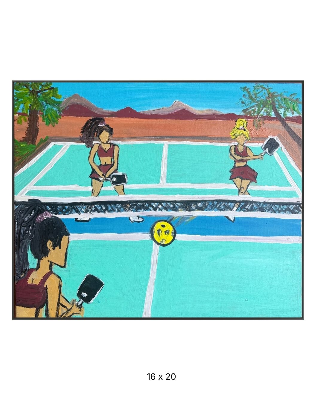 Original acrylic painting by Stevie Alger, Art at the Afters, Pickle Ball collection, number 74, Los Angeles